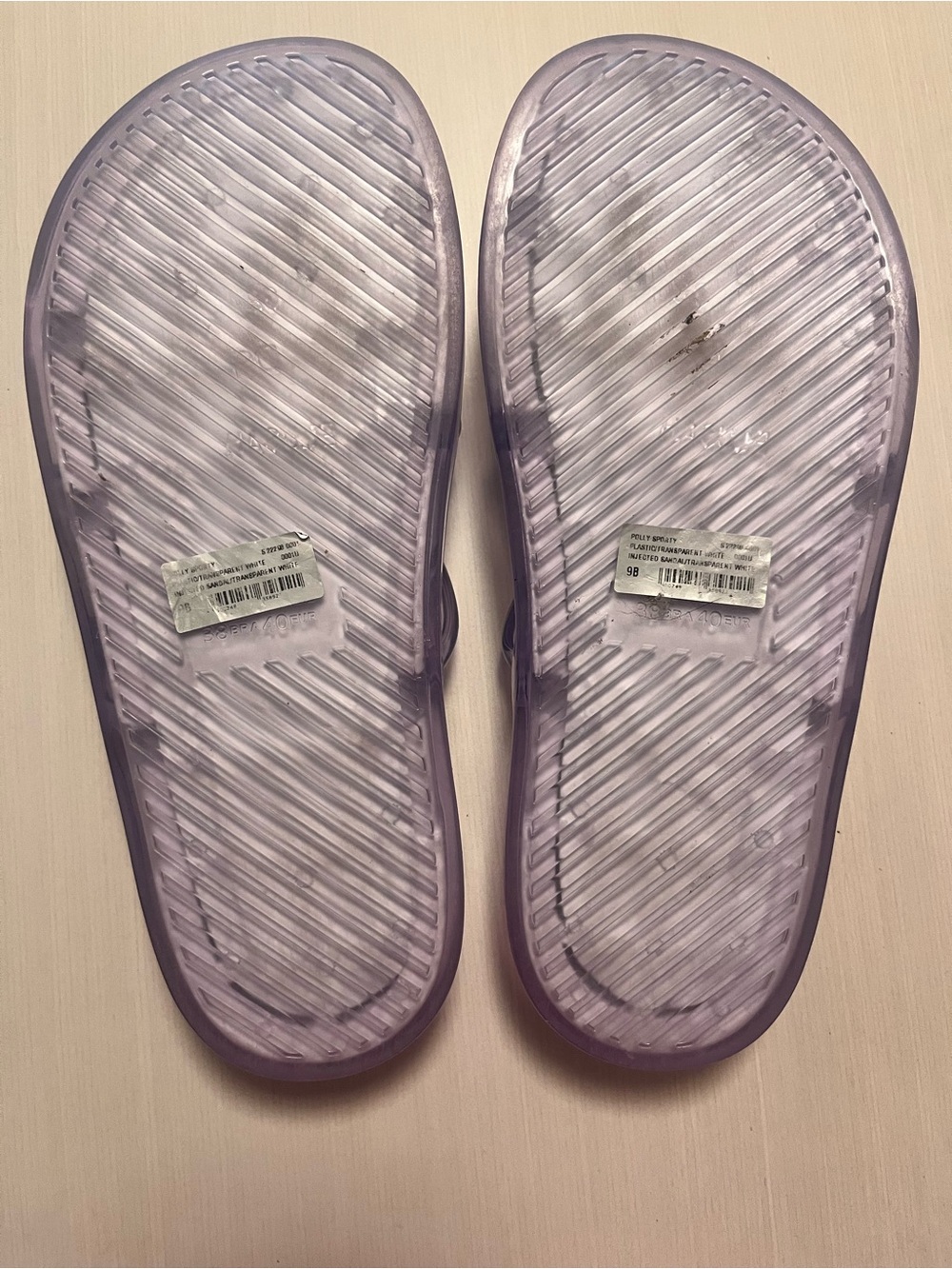 SCHUTZ Clear Lilac Triple-Strap Slide Sandals - Picture 4 of 4